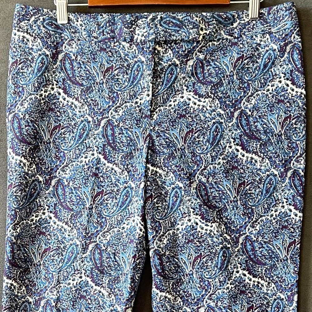 Talbots Cotton Stretch Pants Women's 12 Paisley Blue Purple Modern Fit NWT